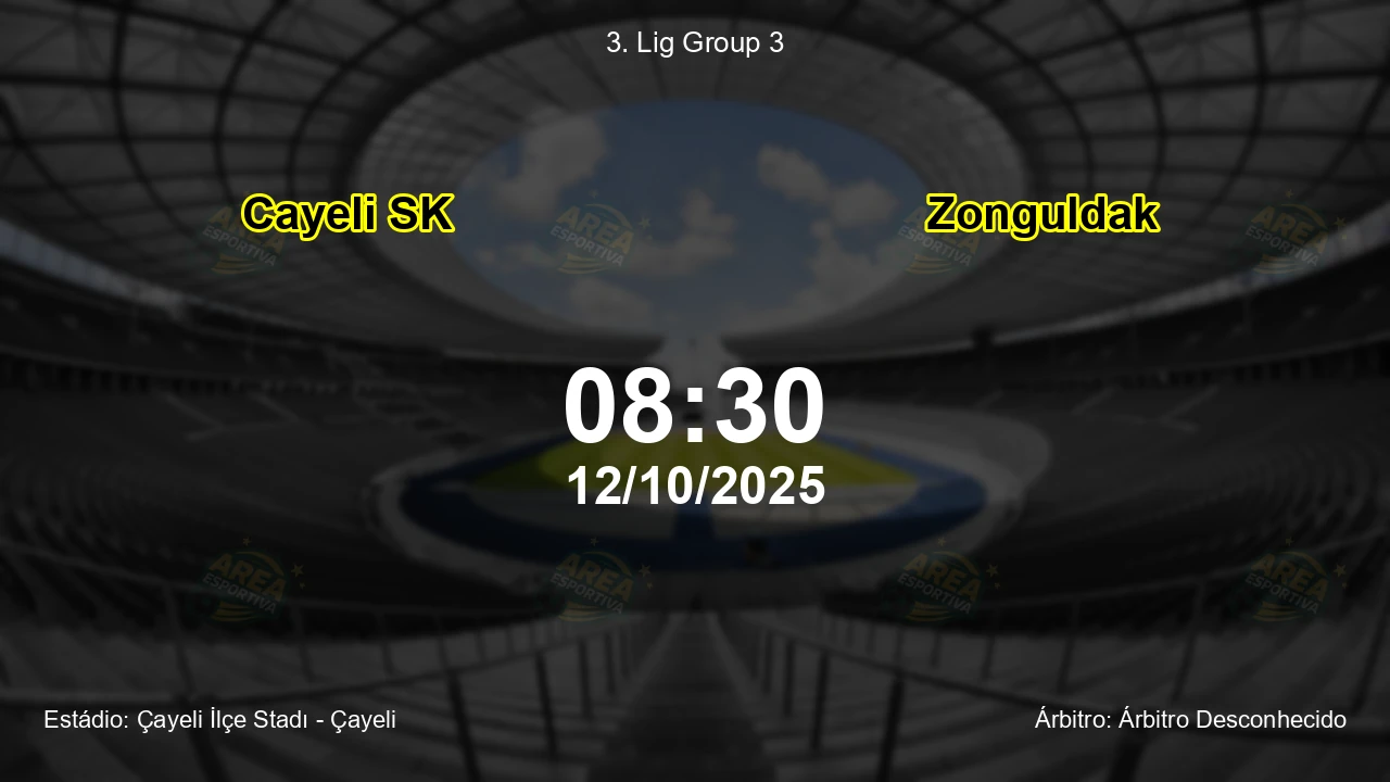 Palpite e análise do jogo Cayeli SK vs Zonguldak pela 3. Lig Group 3
