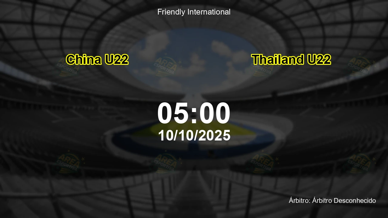 Palpite e análise do jogo China U22 vs Thailand U22 pela Friendly International