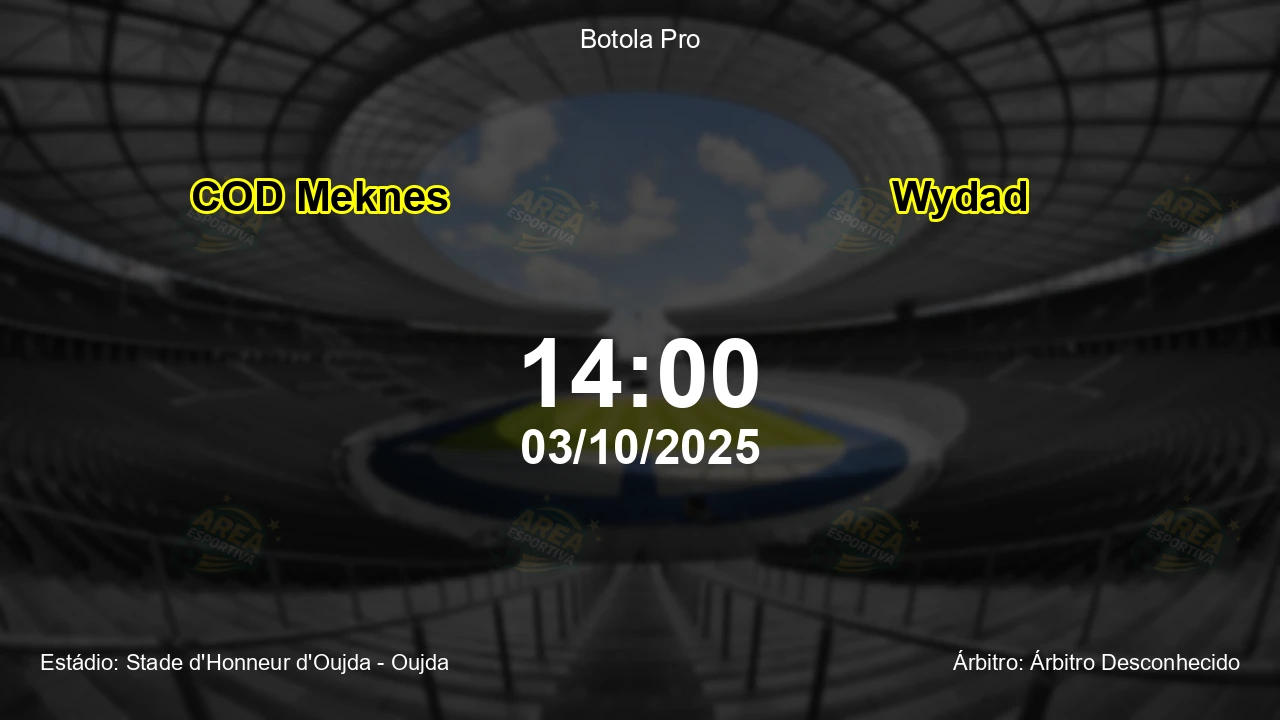 Palpite e análise do jogo COD Meknes vs Wydad pela Botola Pro