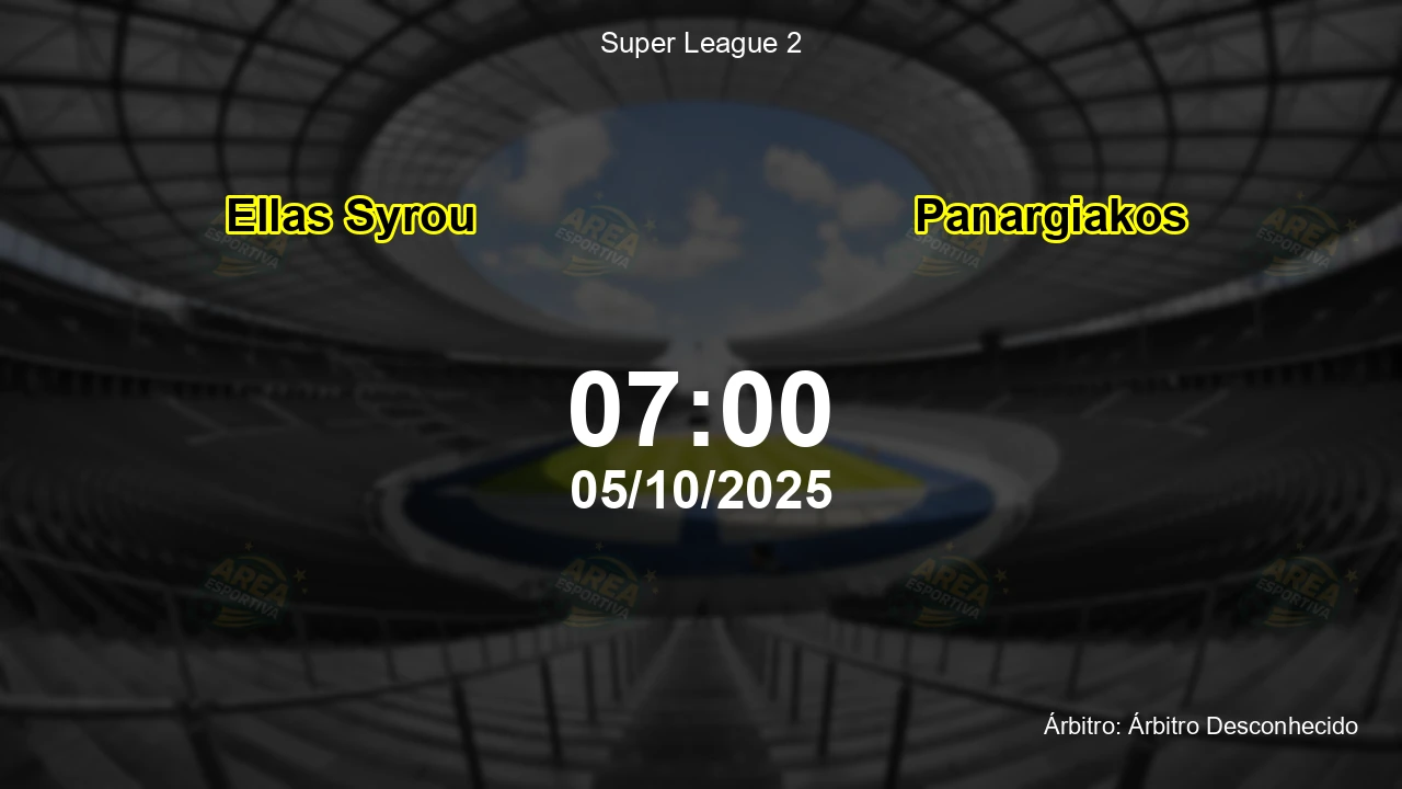 Palpite e análise do jogo Ellas Syrou vs Panargiakos pela Super League 2