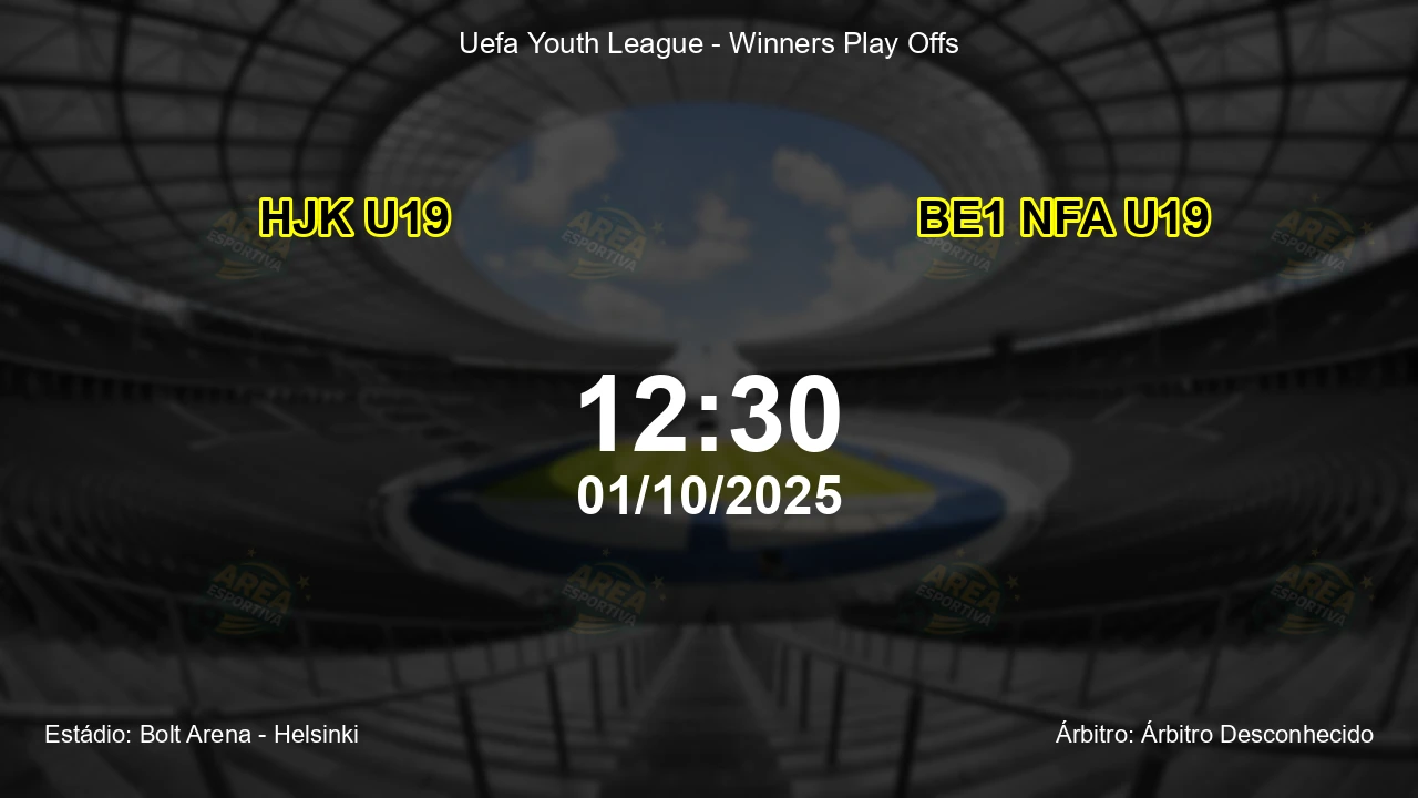 Palpite e análise do jogo HJK U19 vs BE1 NFA U19 pela Uefa Youth League - Winners Play Offs
