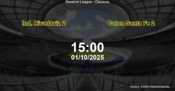 Palpite e análise do jogo Ind. Rivadavia 2 vs Colon Santa Fe 2 pela Reserve League - Clausura