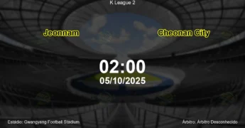 Palpite e análise do jogo Jeonnam vs Cheonan City pela K League 2