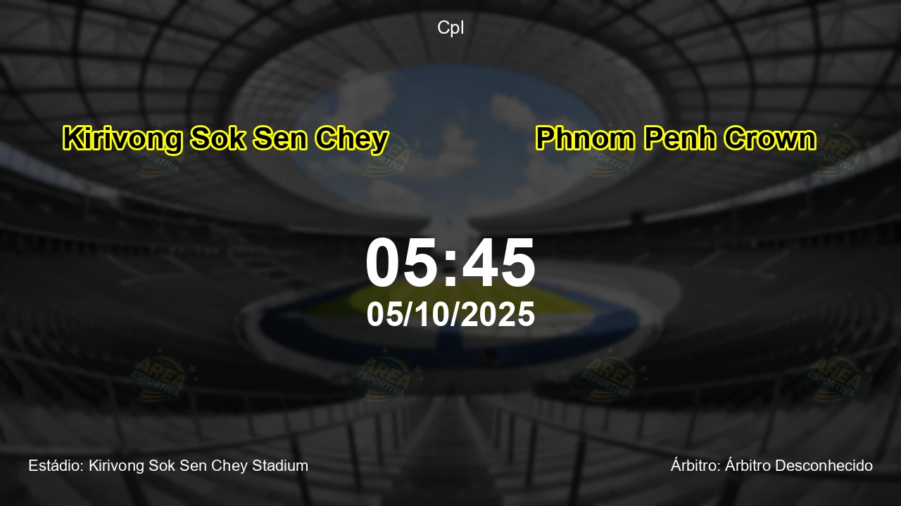 Palpite e análise do jogo Kirivong Sok Sen Chey vs Phnom Penh Crown pela Cpl