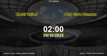 Palpite e análise do jogo Kochi United vs Azul Claro Numazu pela J3 League