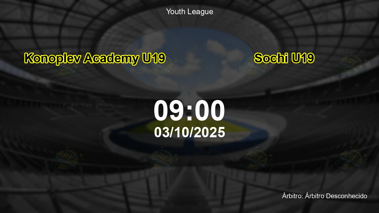 Palpite e análise do jogo Konoplev Academy U19 vs Sochi U19 pela Youth League