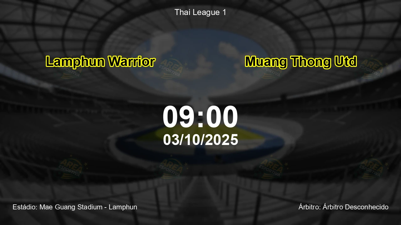 Palpite e análise do jogo Lamphun Warrior vs Muang Thong Utd pela Thai League 1