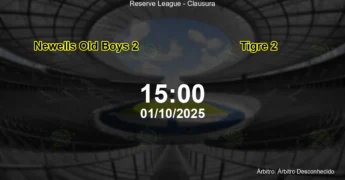 Palpite e análise do jogo Newells Old Boys 2 vs Tigre 2 pela Reserve League - Clausura