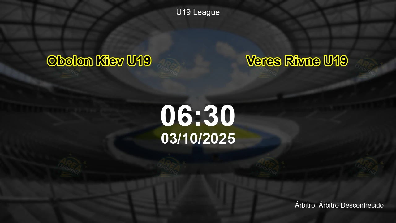Palpite e análise do jogo Obolon Kiev U19 vs Veres Rivne U19 pela U19 League