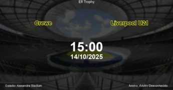 Palpite e análise do jogo Crewe vs Liverpool U21 pela Efl Trophy