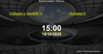 Palpite e análise do jogo Defensa y Justicia 2 vs Huracan 2 pela Reserve League - Clausura