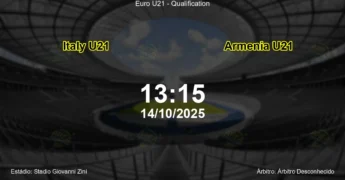 Palpite e análise do jogo Italy U21 vs Armenia U21 pela Euro U21 - Qualification