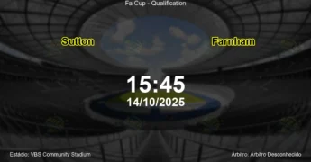 Palpite e análise do jogo Sutton vs Farnham pela Fa Cup - Qualification