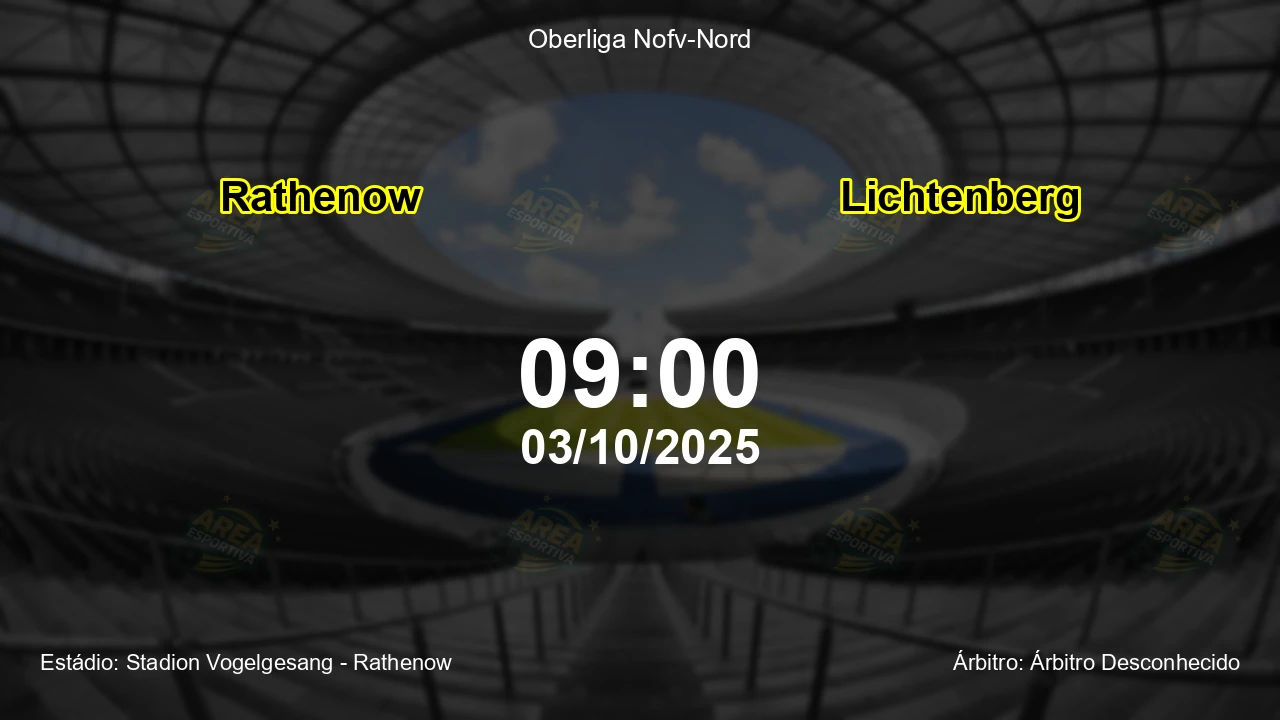Palpite e análise do jogo Rathenow vs Lichtenberg pela Oberliga Nofv-Nord