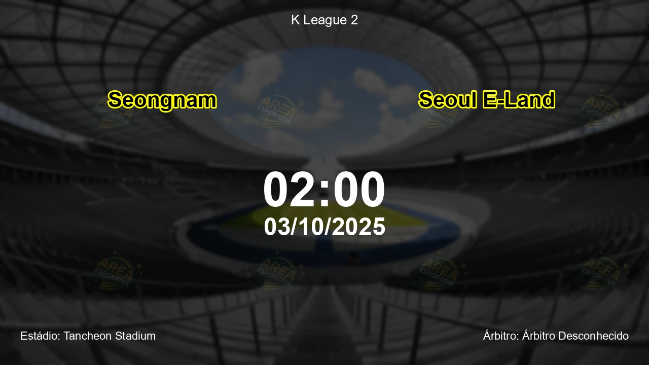 Palpite e análise do jogo Seongnam vs Seoul E-Land pela K League 2