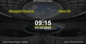 Palpite e análise do jogo Shanghai Shenhua vs Ulsan HD pela AFC Champions League