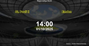 Palpite e análise do jogo St. Pauli II vs Emden pela Regionalliga North