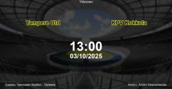 Palpite e análise do jogo Tampere Utd vs KPV Kokkola pela Ykkonen