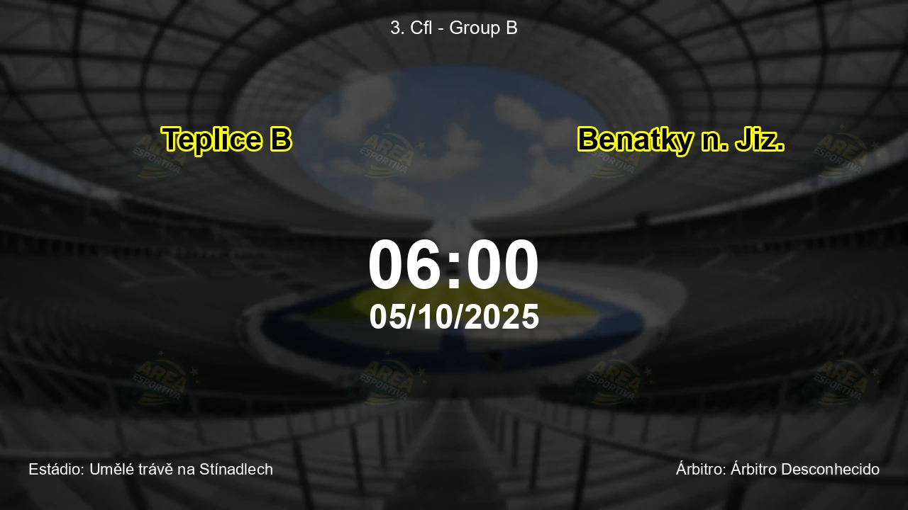 Palpite e análise do jogo Teplice B vs Benatky n. Jiz. pela 3. Cfl - Group B