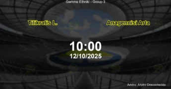 Palpite e análise do jogo Tilikratis L. vs Anagennisi Arta pela Gamma Ethniki - Group 3