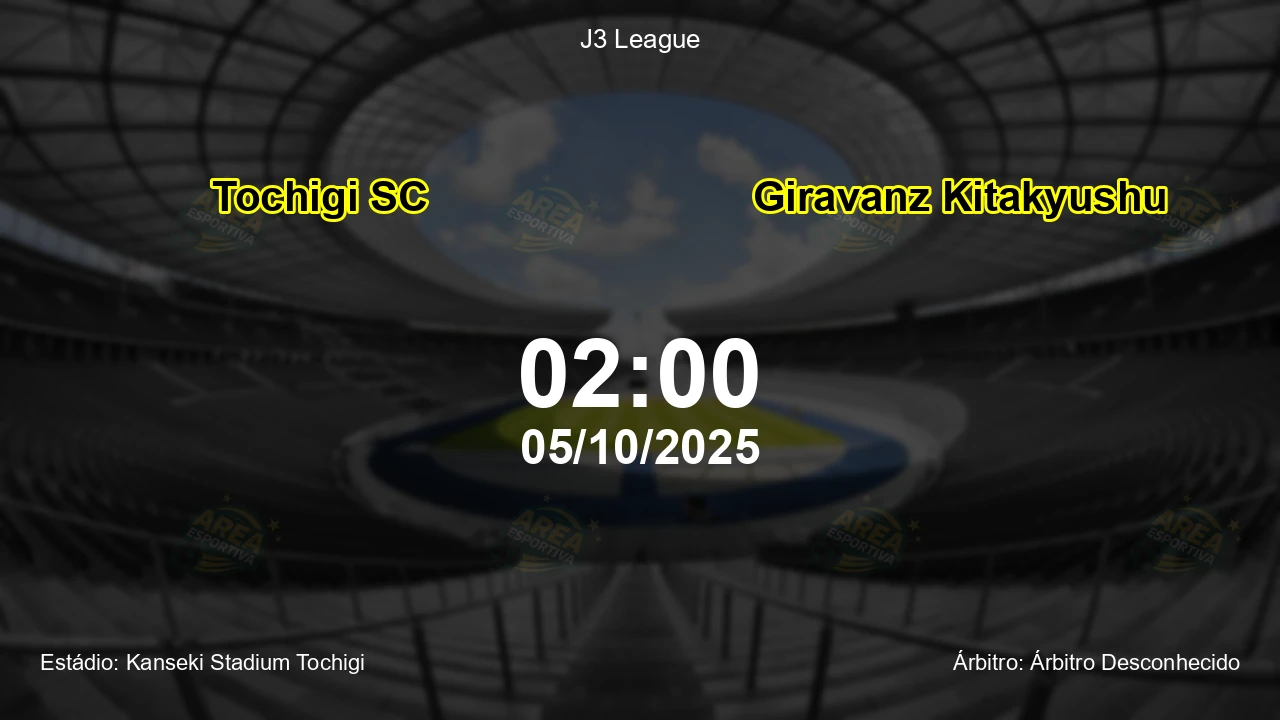 Palpite e análise do jogo Tochigi SC vs Giravanz Kitakyushu pela J3 League