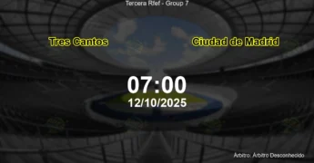 Palpite e análise do jogo Tres Cantos vs Ciudad de Madrid pela Tercera Rfef - Group 7